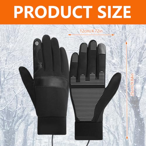 KUWUNG Beheizbare Handschuhe Herren Damen, USB-beheizte Handschuhe Nicht-Slip, wasserdichte Touchscreen-handchuhe-beheizt, Winddicht Fahrradhandchuhe fur kifahren,Wandern,Radfahren,Motorradfahren