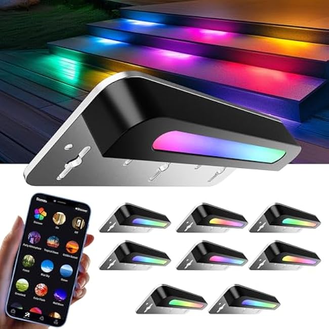 ASLONG RGB LED Hardscape Lighting LED Landscape Paver Lights RGB Color Changing Warm White