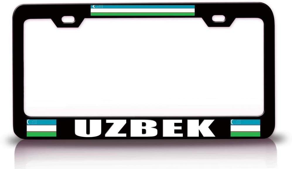 Uzbek Country with Flag Metal Car SUV Truck License Plate Frame Bl y18