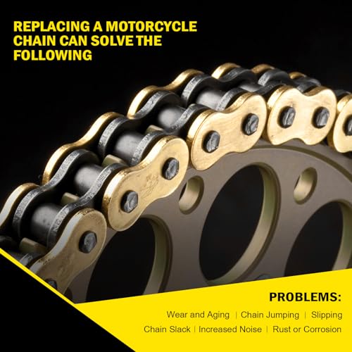 Image of Gold 520 X-Ring Motorcycle Chain 130 Links for Motorcycle Bicycle Go-Karts Mini Trail Bike with Connecting Master Link - Enhanced Durability & Universal Fit