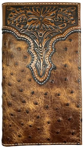 Original ARIAT Tooled Ostrich Long Rodeo Leather Wallet