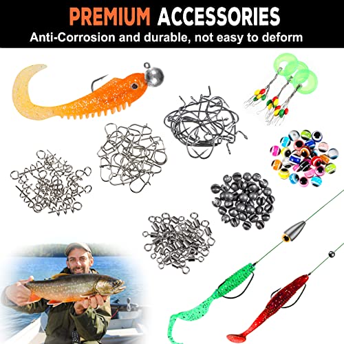 Plusinno 201Pcs Fishing Accessories Kit, Fishing Tackle Box With Tackle Included, Fishing Hooks, Fishing Weights, Round Split Shot，Fishing Gear For Bass, Trout, Catfish #TOP6