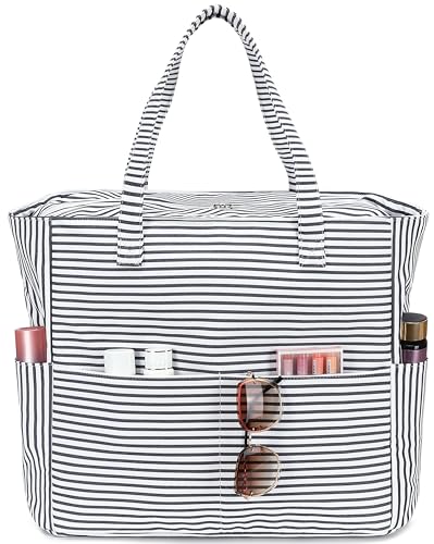 Image of LEDAOU Large Beach Bag Women Waterproof Sandproof Zipper Beach Tote Pool Bag for Swim Gym Grocery Travel with Wet Pocket