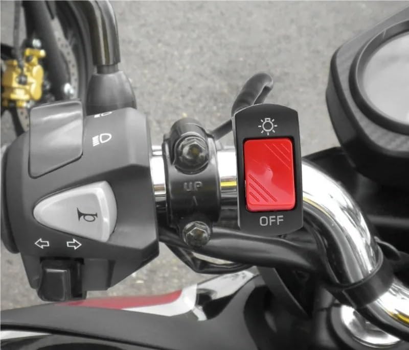 Interrupteur de moto guidon rouge bouton de commande phare signalisation - 5