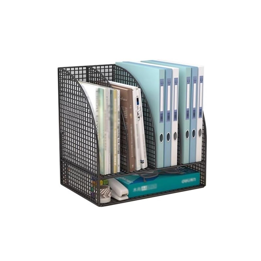 FZL02068LM Paper Organizers File Rack, Metal Desktop Document Shelf Tray Office Classroom Organization - Black Office Trays(Black)