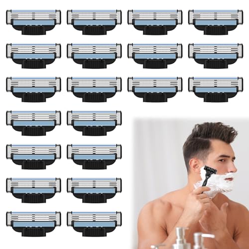 MHDUYEG 20 pcs cuchillas recambio para maquinilla afeitar húmeda hombres, Mach 3 cuchillas afeitar, Mach 3 Razor, cuchillas afeitar Mach 3, Manual Blade Professional Barber Beard Men Razor Blade