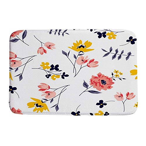 Tapis de douche antidérapant grand format fleurs de printemps lavable en machine