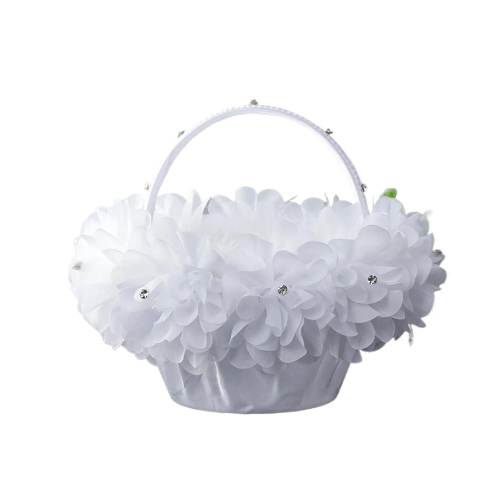 Hochzeitsblumenkörbe, Weißer Blumenkorb aus Kunstspitze for die Hochzeitszeremonie