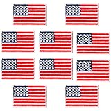 Small American Flag Patches (10-Pack) Patriotic Embroidered Iron-On US Flag Patch Appliques, Iron...