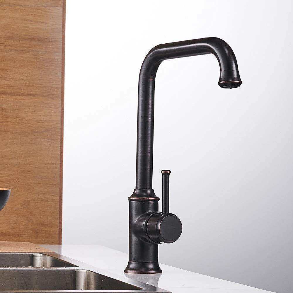 Mitigeur de cuisine noir monotrou rotatif eau chaude et froide