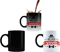 Caneca Mágica Melhor Vovô, 325ml, Preta, Revelação com Líquido Quente, Cerâmica
