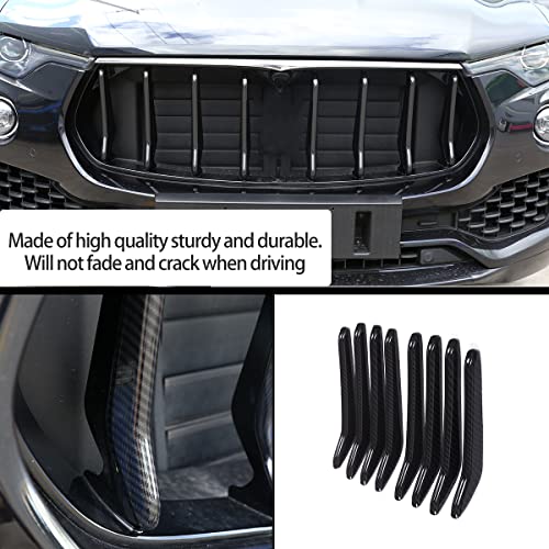 Image of 8pcs Car Styling ABS Plastic Exterior Front Grill Decoration Strips Cover Trims For Maserati Levante 2016 2017 2018 Auto Accessories (Carbon Fiber)