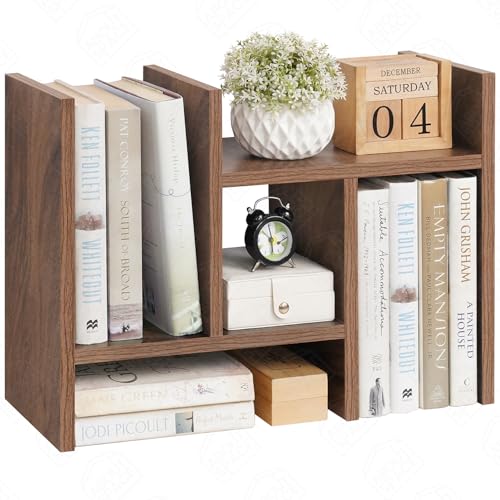Image of ABOUT SPACE DIY Desk Organizer - Desktop Storage Organizer Table Top Shelf - Engineered Wood Desk Organiser for Study Table Office Table Organiser for Home (L 64 x B 17 x H 35.5 cm) - Walnut