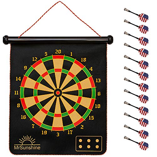 MrSunshine Magnetic Dart Board for Kids, 12 Strong Magnetic Darts, Kids Dart Board