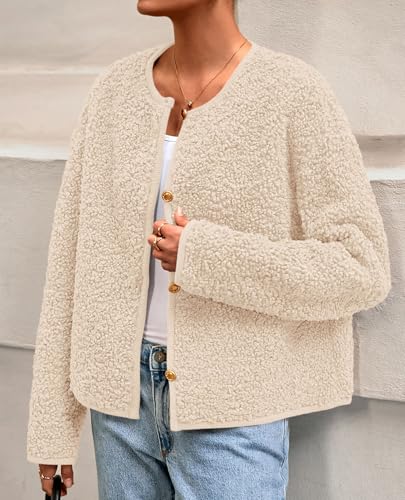 PRETTYGARDEN Women's 2025 Winter Faux Fur Coats Fuzzy Fleece Cropped Jackets Buttons Warm Casual Trendy Fall Fashion Clothes3