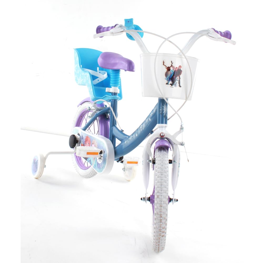 Biciletta da bambini da 14 pollici con portababole, cestino, stabilizzatori laterali di Disney Frozen