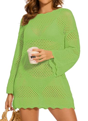 LOZ Women Swimsuit Crochet Swim Cover Up 2025 Summer Bathing Suit Swimwear Mesh Knit Beach Dress Vacation Outfits