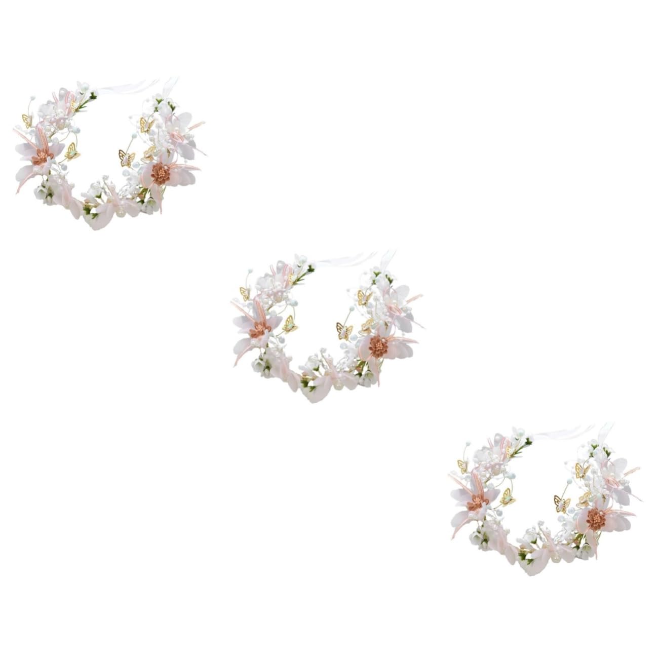 DOITOOL 3stücke Blumenkranz Haarschmuck Mit Perlen Und Schleife Elegant Und Leicht Für Hochzeiten Partys Und Besondere Anlässe Blumenschmuck Für Bräute Und Feiern