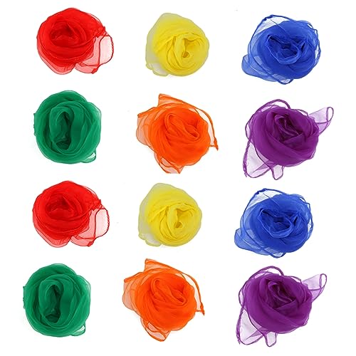 TENDYCOCO 36pcs Silk Scarf Hemming Juggling Scarves Warm Tip Scarves Square Juggling Dance Scarves Decorate Square Scarf