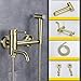 GenSDH Bidet Spray Set, Brushed Gold Brass Bidet hot and Cold Water Toilet Spray WC Cleaning Nozzle mop Pool Faucet, Hand Held Sprayer Set for Bathroom Bathtub Tub Taps,B