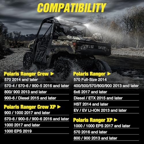 Image of Nilight Rear Roof Backup Light Bar Brackets for Polaris Ranger 2013-2024 | for Polaris Ranger Full Size 570 800 900 1000 XP Crew 900 1000 2013-2024 Pro-fit Cage, Mounts Reverse LED Pods