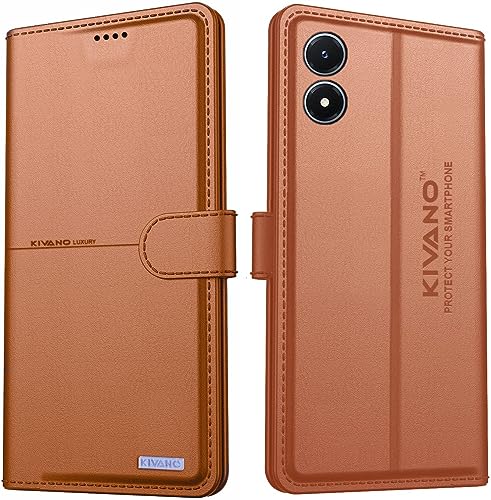 Image of Compatible with Vivo Y02s Flip Cover | Leather Finish | Inside Pockets & Inbuilt Stand | Shockproof Wallet Style Magnetic Closure Back Cover Case