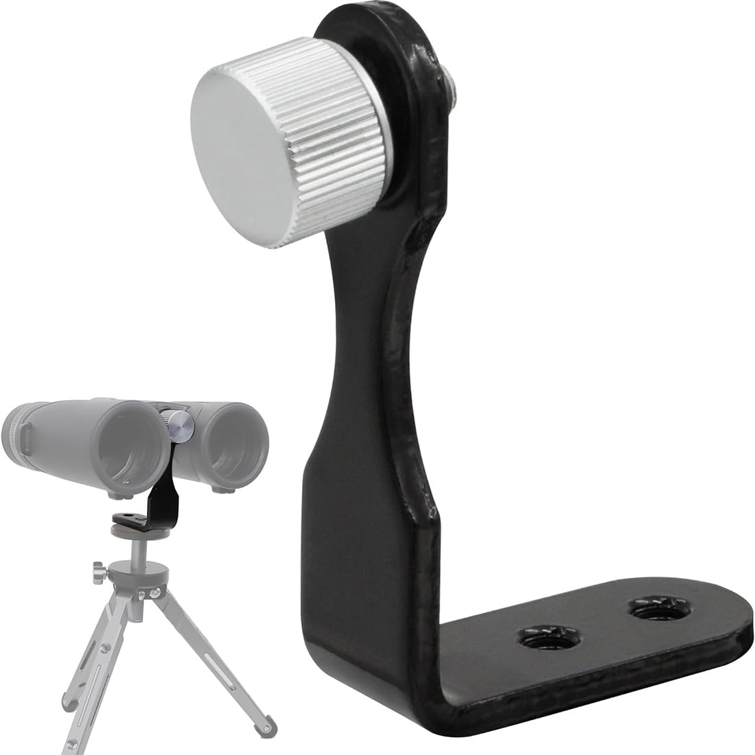 L Metal Binocular Adapter, Adaptateur Universel pour trépied binoculaire, Support en L, Adaptateur de Montage en métal 50 mm Compatible avec tous les trépieds 1/4, télescope, caméra, Noir