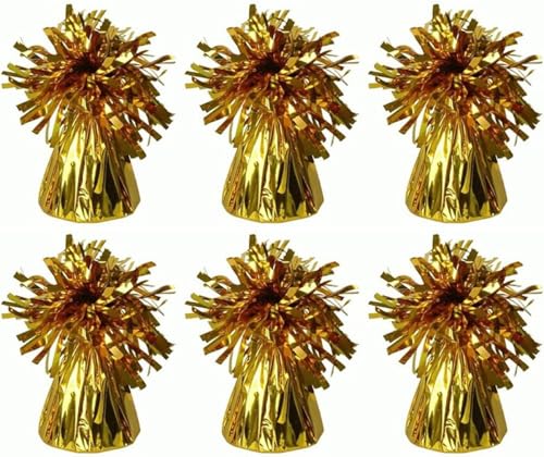 B&S Trendz Balloon Weights 6 Pack Gold Foil Suitable for Helium Balloons at Birthdays Parties Events Weddings & Celebrations Heavy & Durable 85g.
