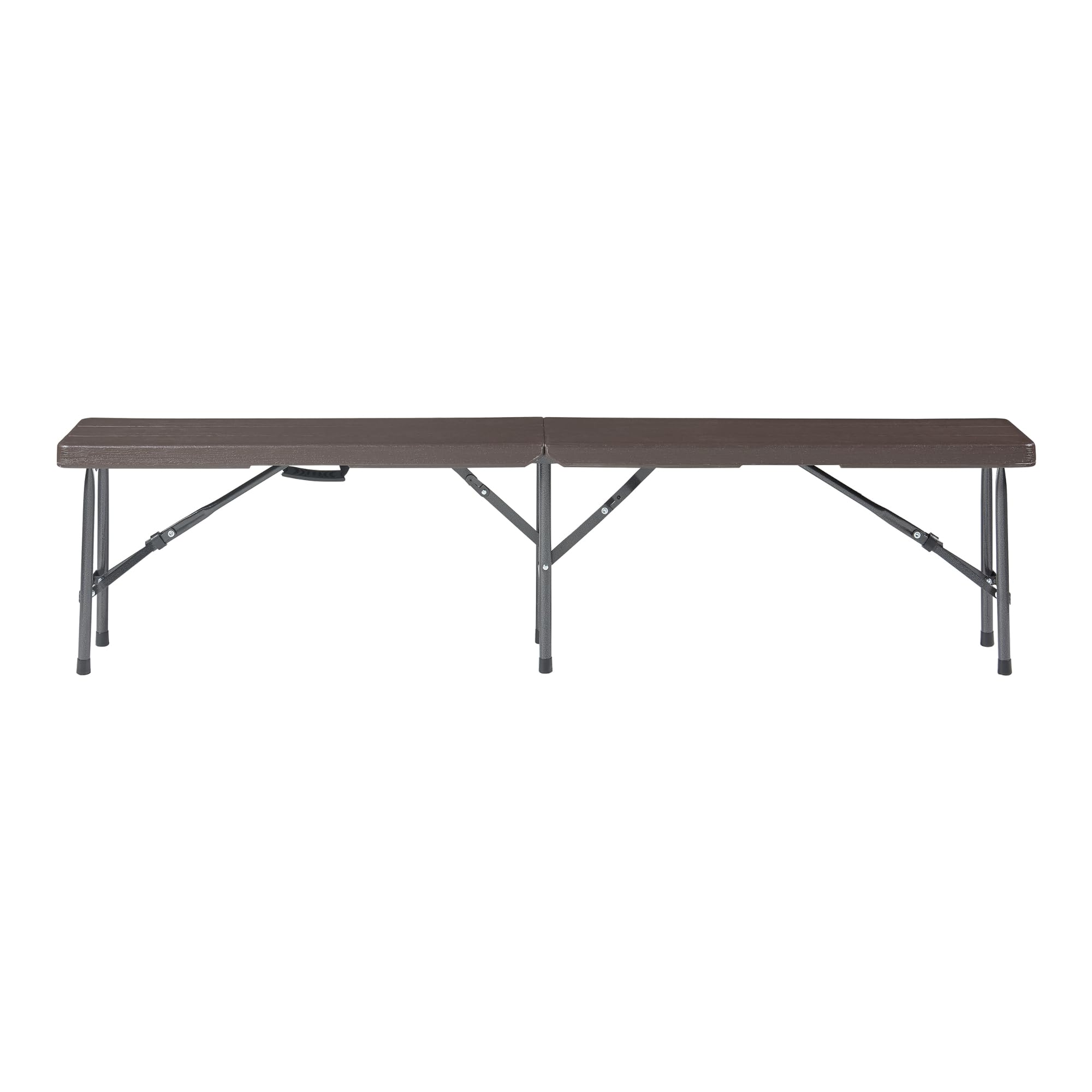 [en.casa] Lot de 2 Bancs de Camping Pliables pour Extérieur Festivals Pique-Nique Banc Pliant pour 4 Personnes Poignée de Transport Métal HDPE 180 x 25 x 43 cm Effet Bois Marron Foncé