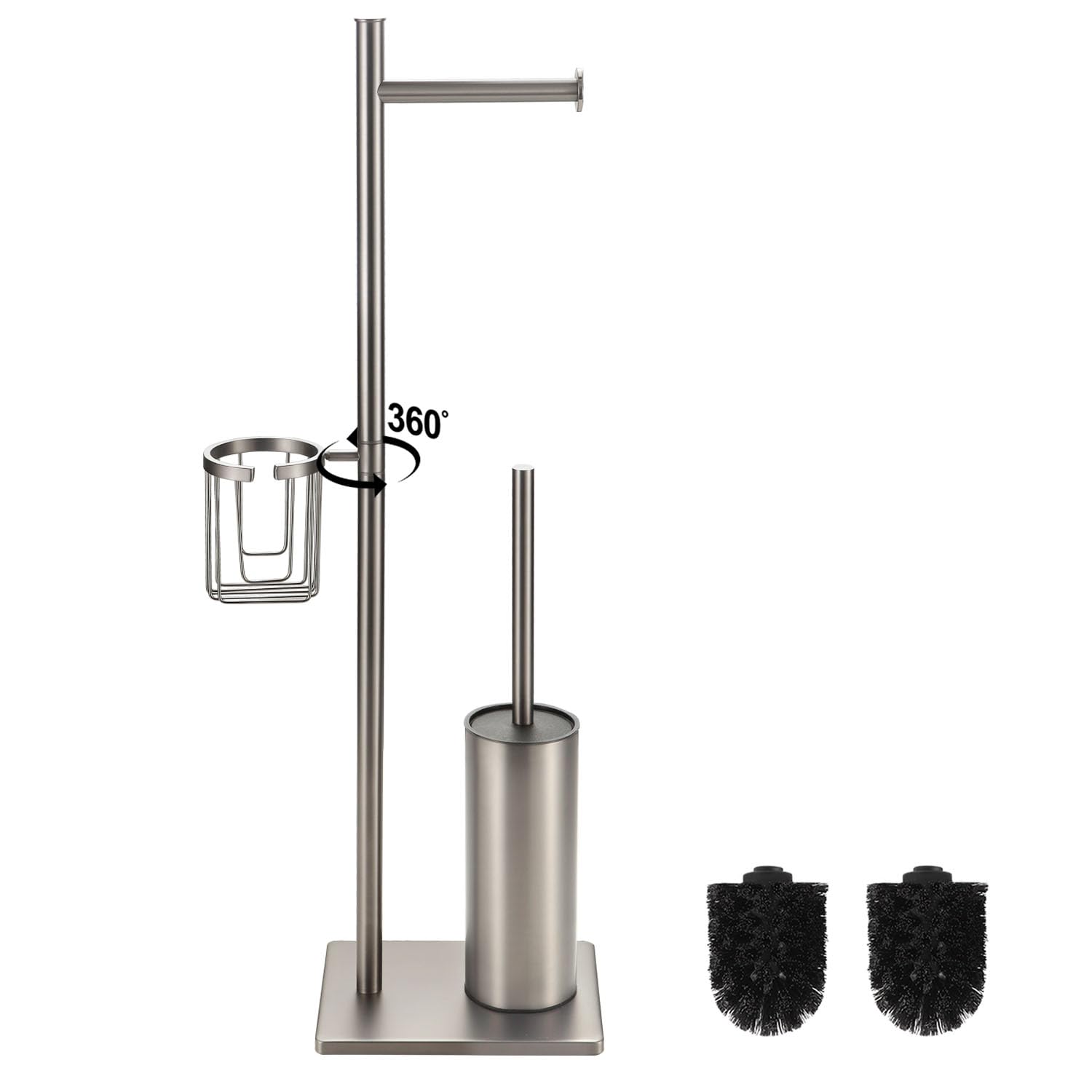 BGL Stainless Steel Toilet Paper Holder with Toilet brush,Brush Nickel Color Heavy Base, Including Basket for Toilet Using