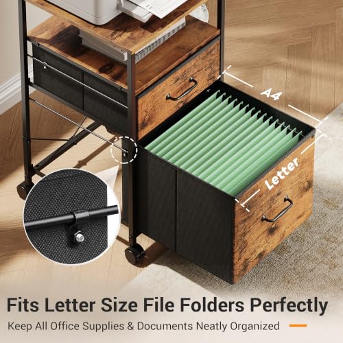 Image of DEVAISE 2 Drawer Mobile File Cabinet, Fabric Vertical Filing Cabinet