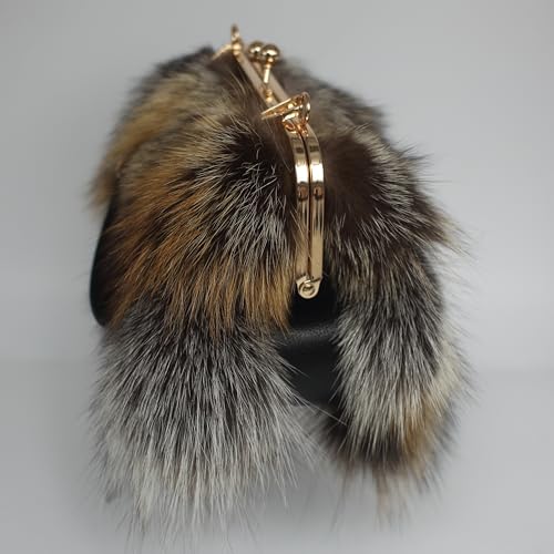 Image of Luxurious Fashion Natural Fox Fur with Hair Handbag for Women and Ladies