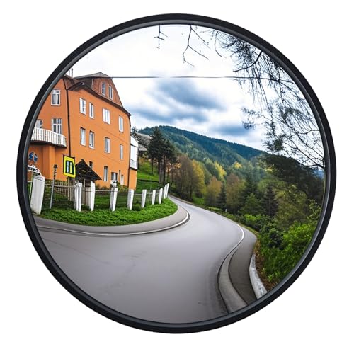 IMJONO 12' Acrylic Convex Mirror – Adjustable Wide Angle View Traffic Mirror for Enhanced Security Coverage in Rooms, Offices, Warehouses, Parking Lots, and Addressing Corner Blind Spot Areas