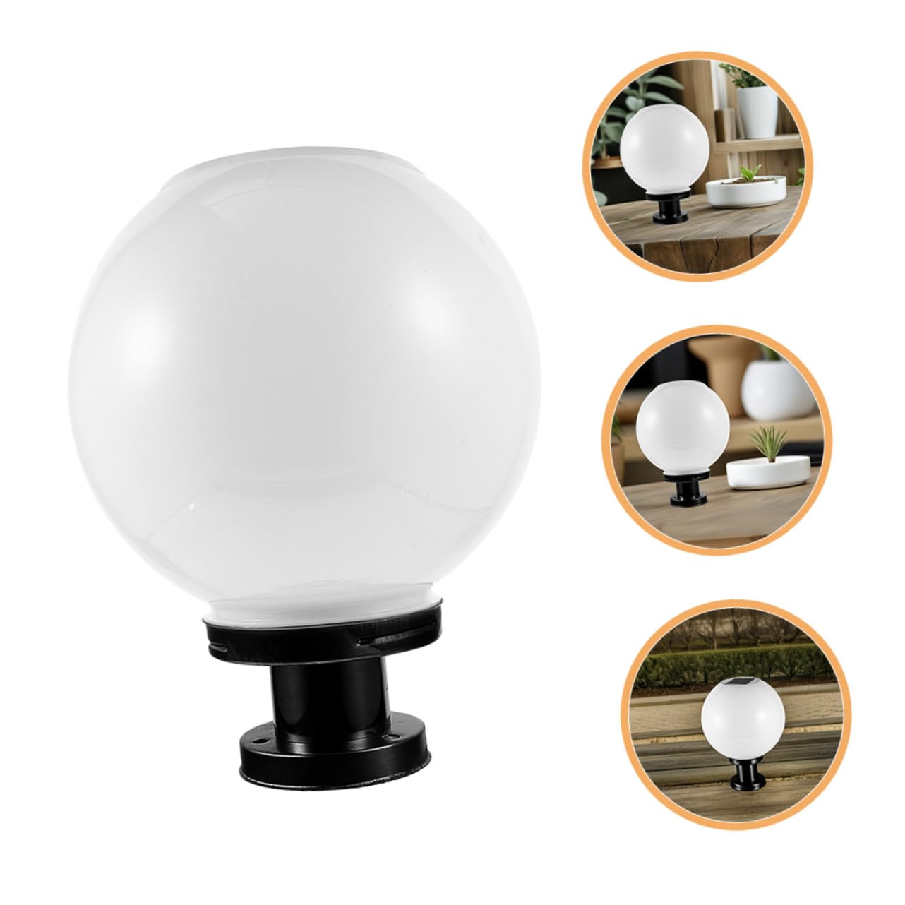 Lampioncino da Giardino Solare a Globo, Luce LED per Esterno con Sensore Automatico, Base in Acciaio Inox, per Cortile e Recinzione