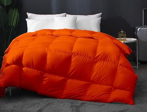 9.8 NEWTON Woolen Feel - Edredón alternativo de plumón súper suave de 116 x 98 pulgadas, tamaño King, color naranja, plisado, grueso, relleno de