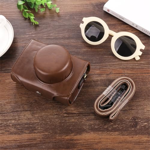 KSNWZ Camera Case for Fuji X10 X20 X30 X100 X100S X100T X100F, Retro Style Camera Half Leather Case, Shockproof and Dustproof, Camera Leather Case with Shoulder Strap,Brown