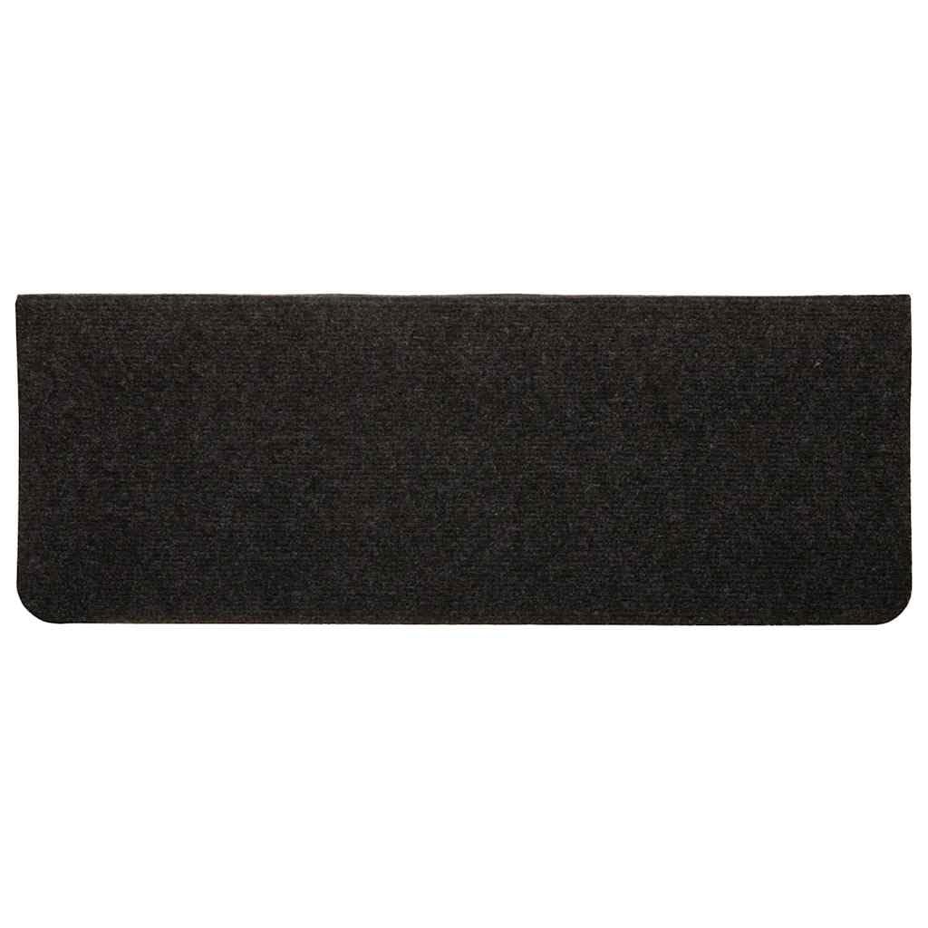 vidaXL Tapis d'Escalier Auto-adhésifs 15 pcs, Protections d'Escalier Antidérapantes, Moquettes de Marches, Couvre-marches, 65x24,5x3,5 cm Noir