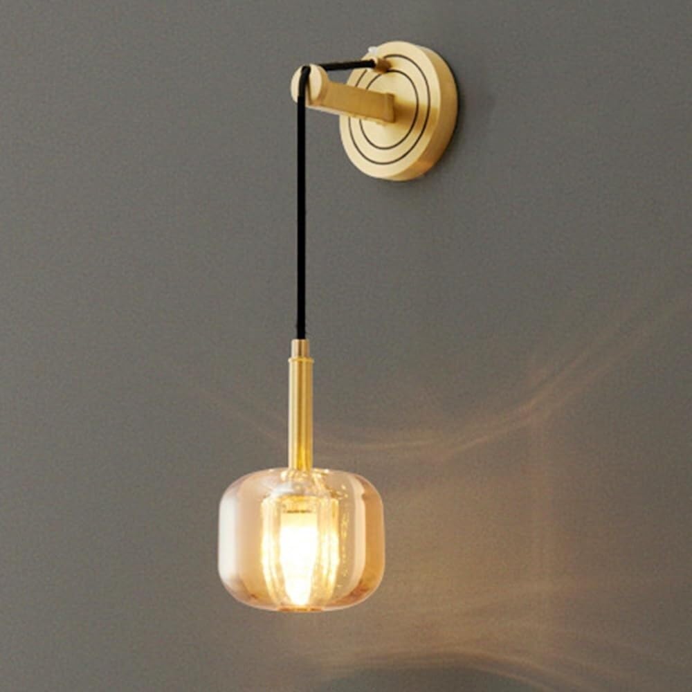 CWCQGH K9 Crystal Wall Lamp PostModern Crystal Wall Sconce, Bedroom Bedside Crystal Wall Light Strip with 60cm Adjustable Hanging Wire, Living Room Hallway Brass Wall Mounted La,Amber