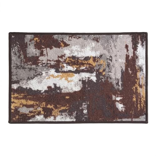 Image of Matz&More Abstract Utopica Floor Mat | 40x60 CM | Brown | Nylon Tufted Gel Baking Anti-Slip | Doormat for Home Entrance, Kitchen & Bedroom