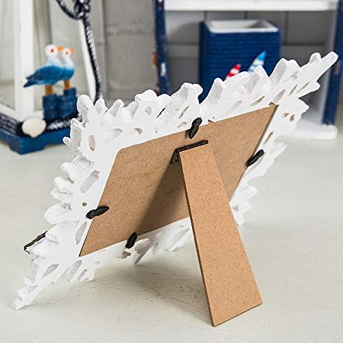 6 Inch Mediterranean Coral Shell Photo Frame Resin Frame For Desk Table Top, Home, Office and all Occasions Decoration Fit For 4x6 Inch Photo