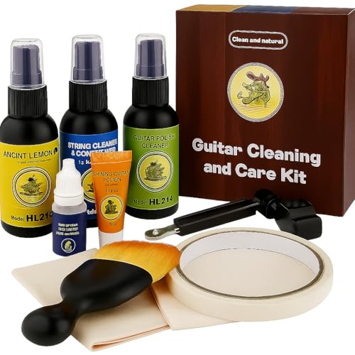 9Pcs Guitar Cleaning Kit, Guitar Care Kit with String Cleaner, Polish, Fretboard Lemon Oil...