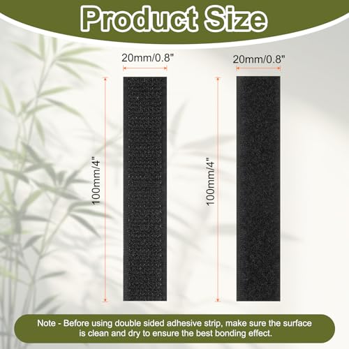 Image of HARFINGTON 36set Hook and Loop Strips with Adhesive 0.8 inchx4 inch Double Sided Hook and Loop Tape Nylon Self Sticky Fastener for Home Office Car, Black