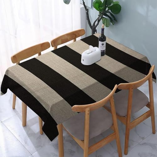 Tizhweqo Mantel Mesa Rectangular Rayas, Manteles Antimanchas Negro y Gris Claro, 3D Impresión Mantel Impermeable Lavable para Cocina Salón Comedor, 100x140 cm Q.P2213
