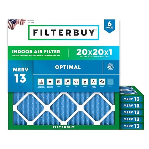 FilterBuy 20x20x1 MERV 13 Pleated AC Furnace Air Filter, (Pack of 6 Filters), 20x20x1 – Platinum