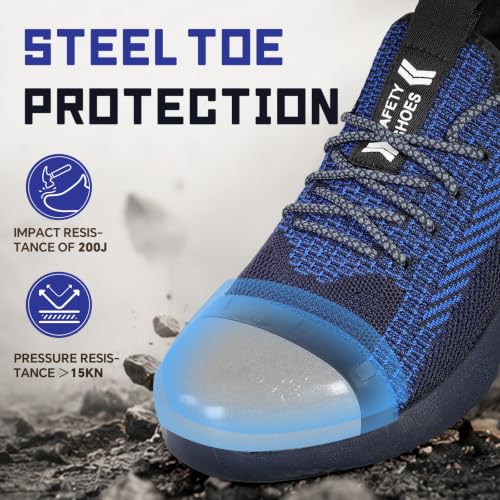 Image of Furuian Steel Toe Work Shoes for Men Women Safety Construction Sneakers | Puncture Resistant Protection Work Shoes, Non-Slip, Lightweight, Sports Style, ASTM Certified, for Industry