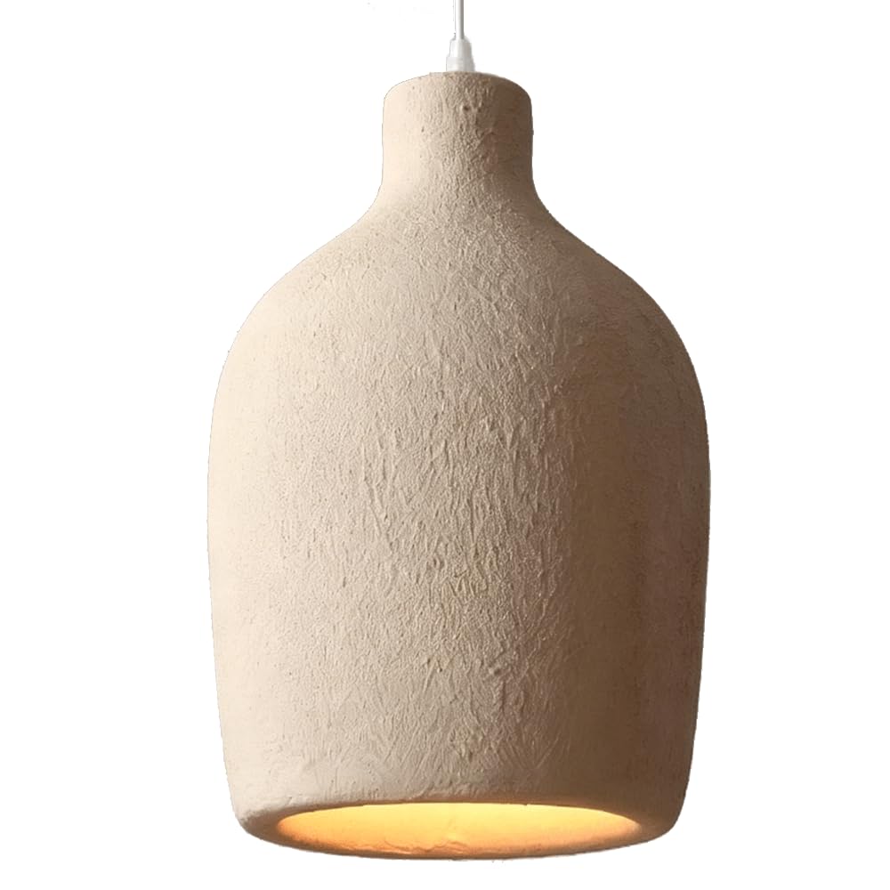 ESIYUVO Italian Minimalist Pendant Lights Light Brown Ceramic Jar Shade Chandelier High-Density Polystyrene Hanging Lamp E27 Bedroom Lighting Fixture for Kitchen Island Living Room Hall Dining Room