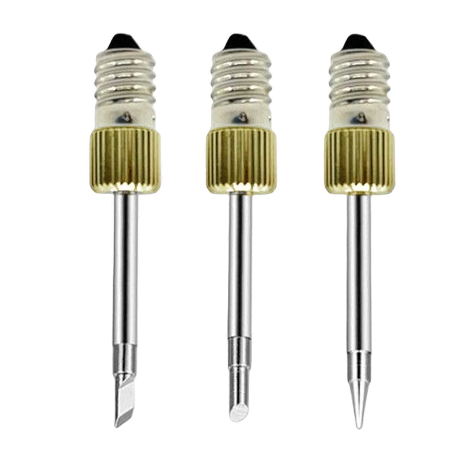 Sharplace 3 x Electronic Soldering Iron Tips, Replaceable E10 Components, Needle Tips, Steel Tool, Long Life Wireless Soldering Tips for