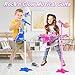 deAO Kids Guitar and Microphone Set,Guitar Toys with Music&Colorful Light,Adjustable Height Microphone with Stand,Music Light Karaoke Music Toys Birthday for Kids Boys Girls