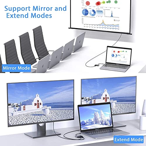 Image of USB HUB USB C to HDMI VGA Adapter, 2 in 1 USB Type C Thunderbolt 3 to HDMI & VGA Cable for MacBook Pro 2020 /2019 /2018 /Dell XPS 13 /Samsung S8 /S9 /Huawei mate30 and More (USB C to 2 in 1 HUB)