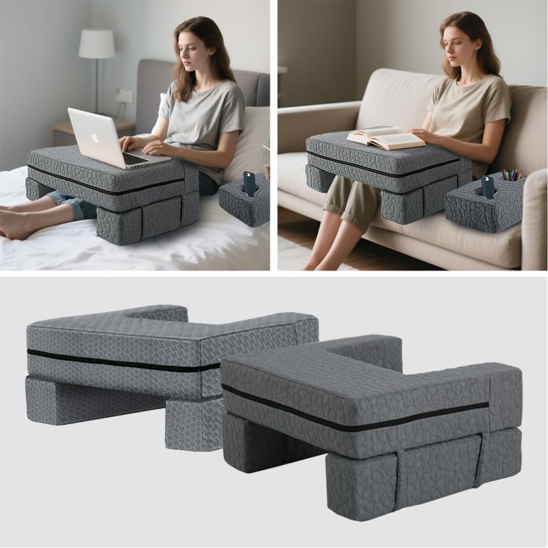 Image of Extra Large Reading & Gaming Pillow with Coaster, Lap Desk Pillow for Laptop for Adult, Memory Foam Bed Desk for Working, Gaming, Reading & Writing Laptop Desk for Couch Bed Floor